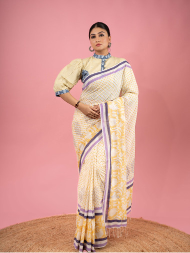 BSHB59 - Hand Block Cotton Saree